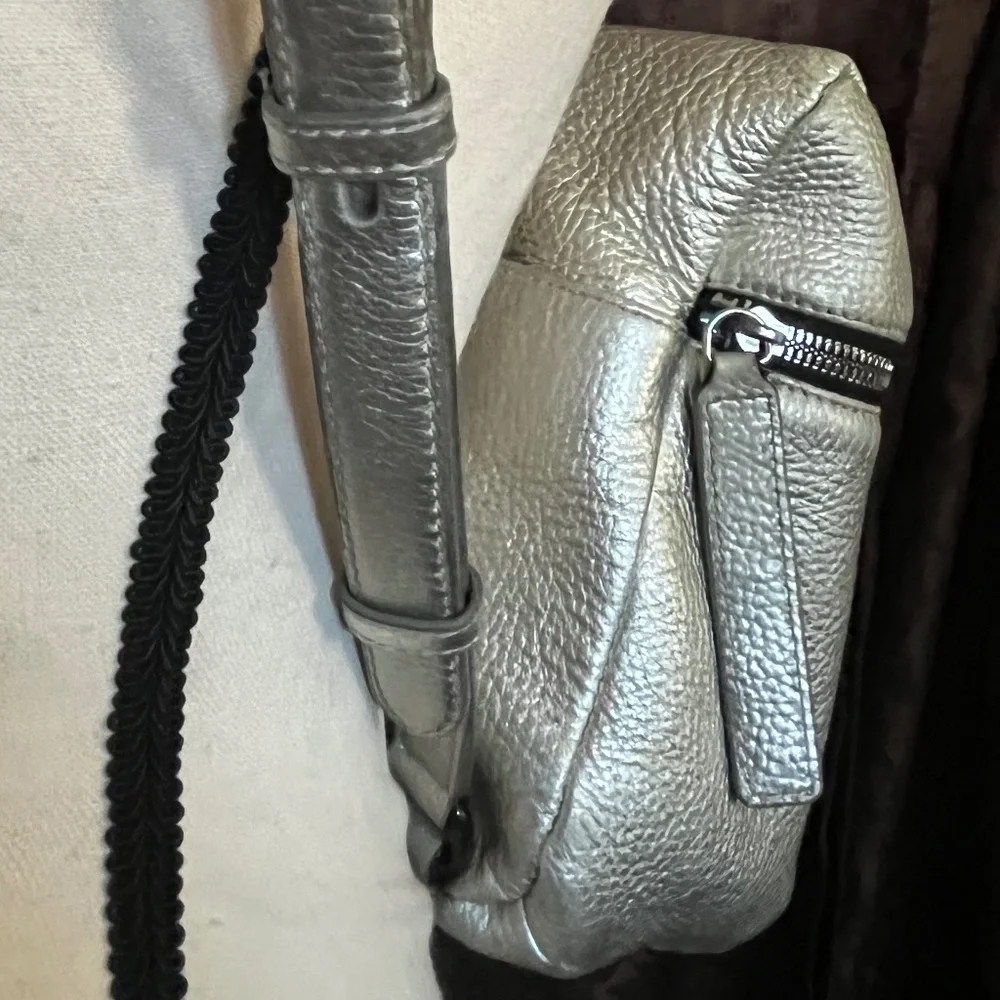 Kara Backpack  Rich Warm Silver Tone   Minimalist Utilitarian Vibe